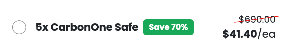 70% Package Discount For Five Carbon One Safe